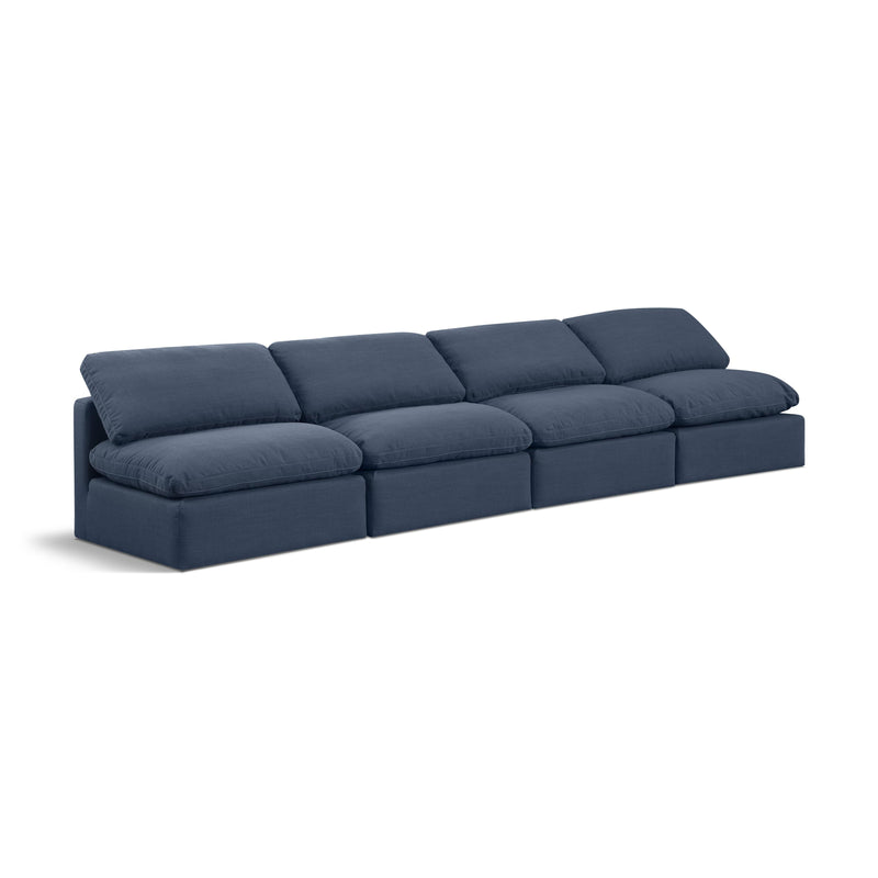 Meridian Indulge Navy Linen Textured Fabric Modular Sofa IMAGE 1