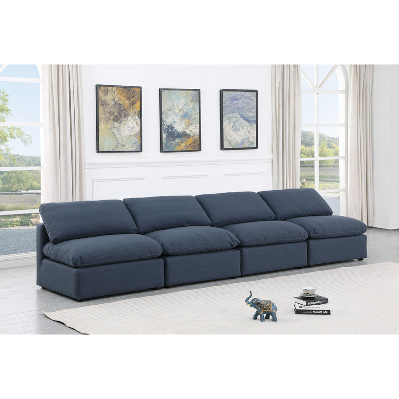 Meridian Indulge Navy Linen Textured Fabric Modular Sofa IMAGE 2