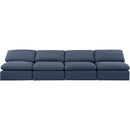 Meridian Indulge Navy Linen Textured Fabric Modular Sofa IMAGE 4