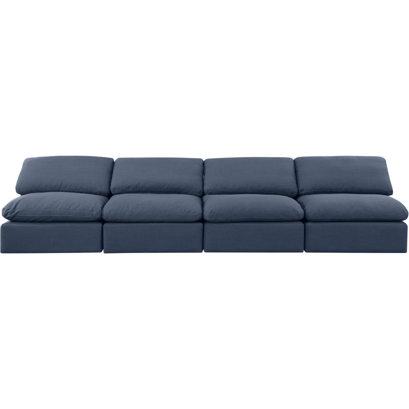 Meridian Indulge Navy Linen Textured Fabric Modular Sofa IMAGE 4