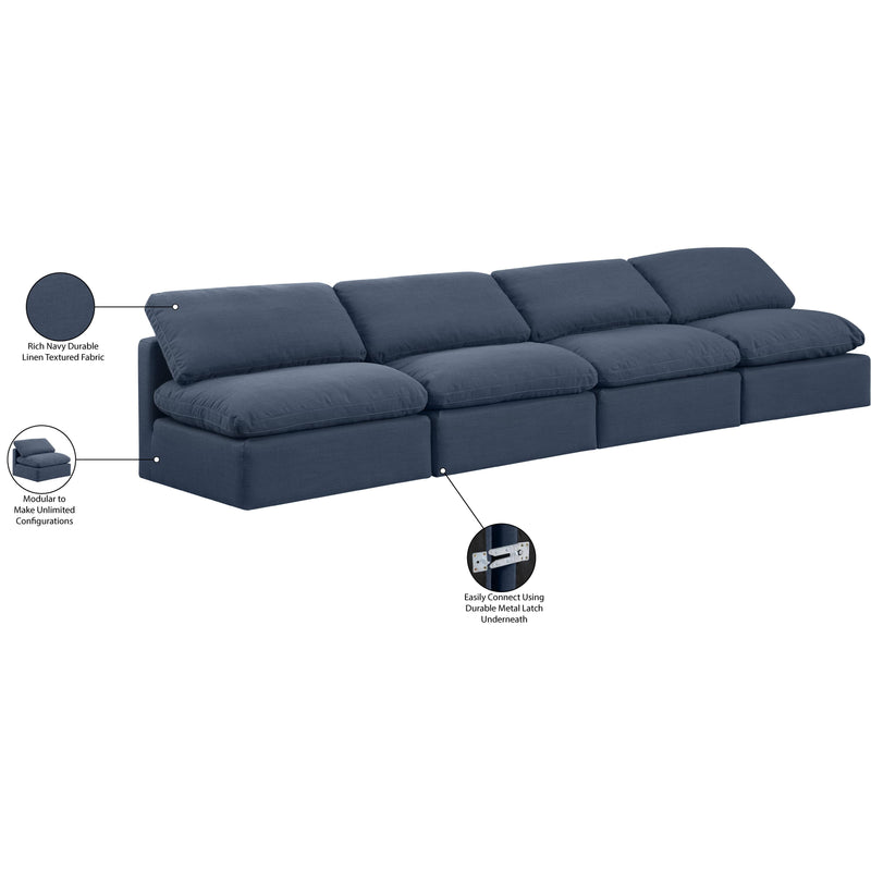 Meridian Indulge Navy Linen Textured Fabric Modular Sofa IMAGE 7