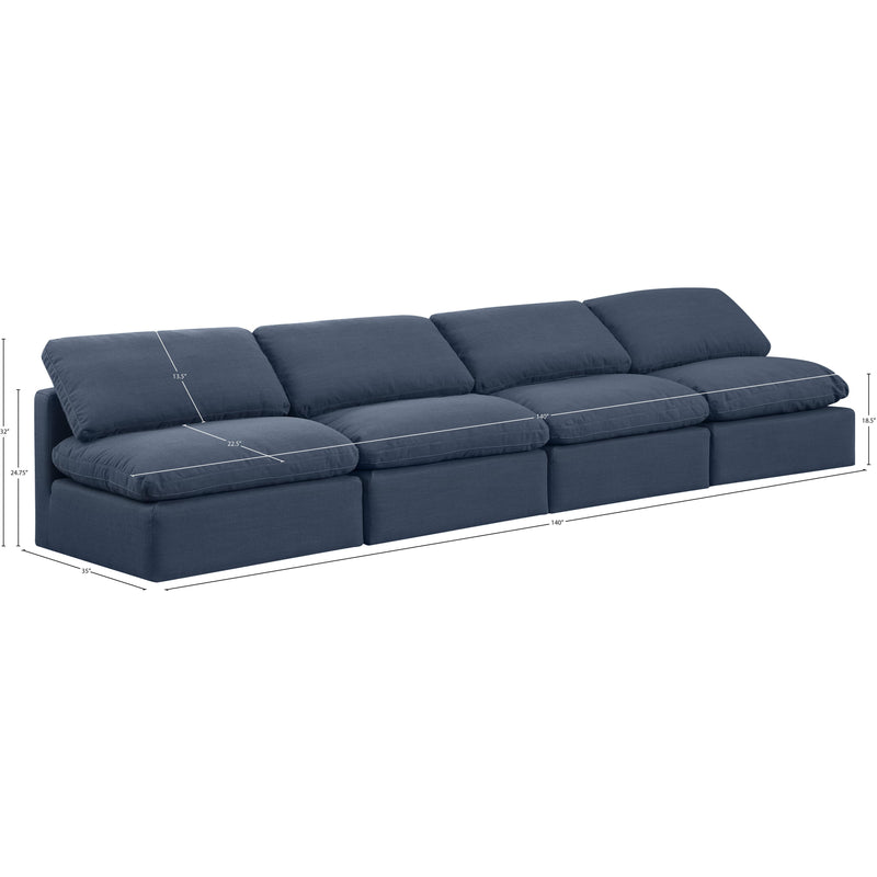 Meridian Indulge Navy Linen Textured Fabric Modular Sofa IMAGE 8
