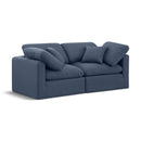Meridian Indulge Navy Linen Textured Fabric Modular Sofa IMAGE 1