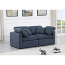 Meridian Indulge Navy Linen Textured Fabric Modular Sofa IMAGE 2