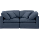 Meridian Indulge Navy Linen Textured Fabric Modular Sofa IMAGE 4