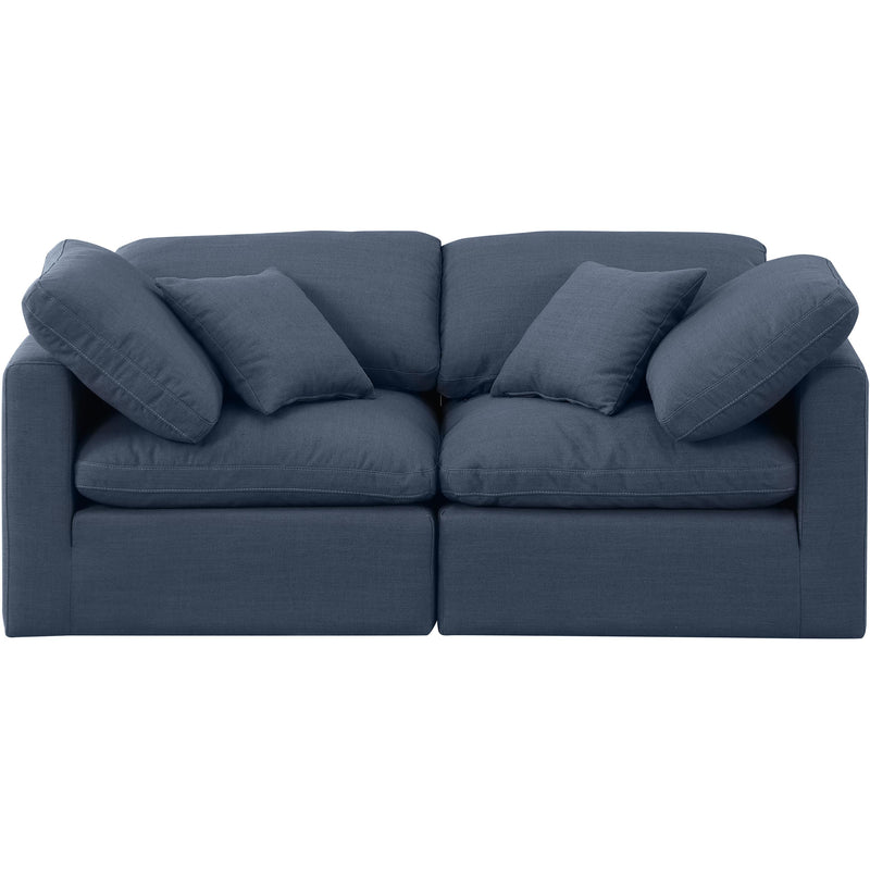 Meridian Indulge Navy Linen Textured Fabric Modular Sofa IMAGE 4