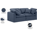 Meridian Indulge Navy Linen Textured Fabric Modular Sofa IMAGE 8