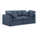 Meridian Indulge Navy Linen Textured Fabric Modular Sofa IMAGE 9