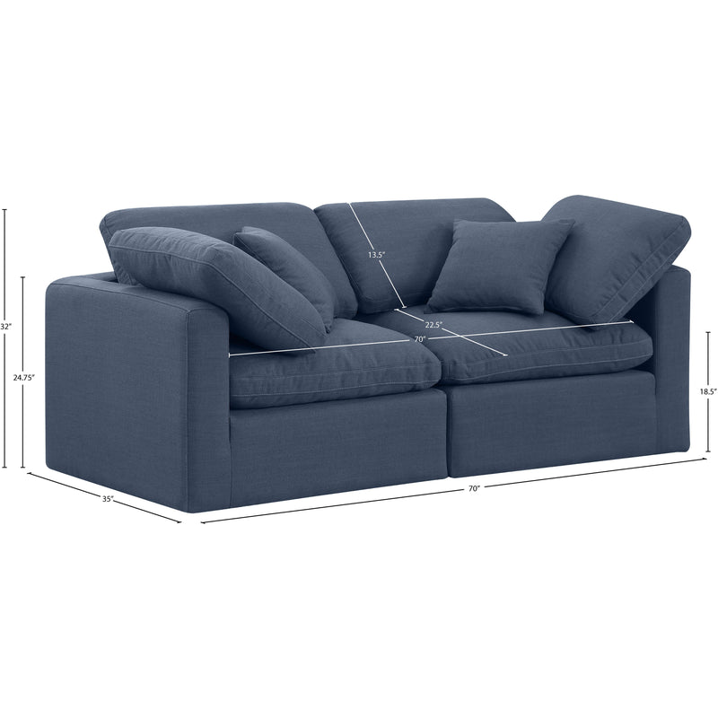 Meridian Indulge Navy Linen Textured Fabric Modular Sofa IMAGE 9