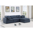 Meridian Indulge Navy Linen Textured Fabric Modular Sectional IMAGE 2