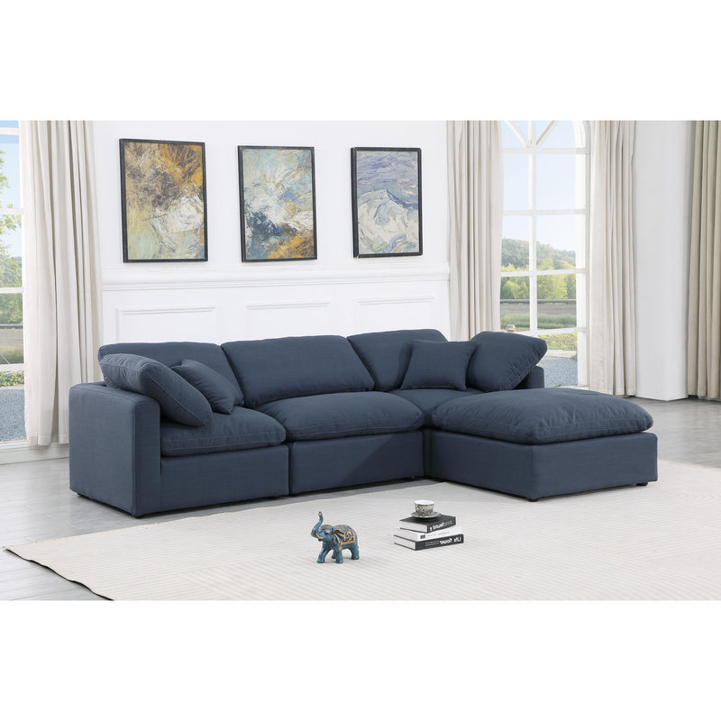 Meridian Indulge Navy Linen Textured Fabric Modular Sectional IMAGE 2