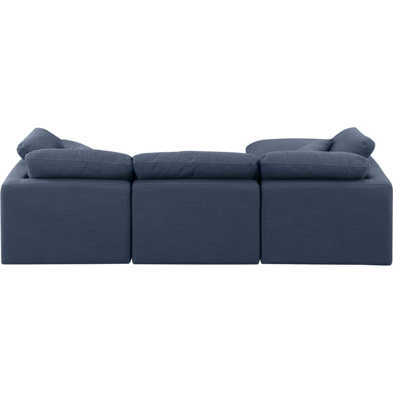 Meridian Indulge Navy Linen Textured Fabric Modular Sectional IMAGE 3