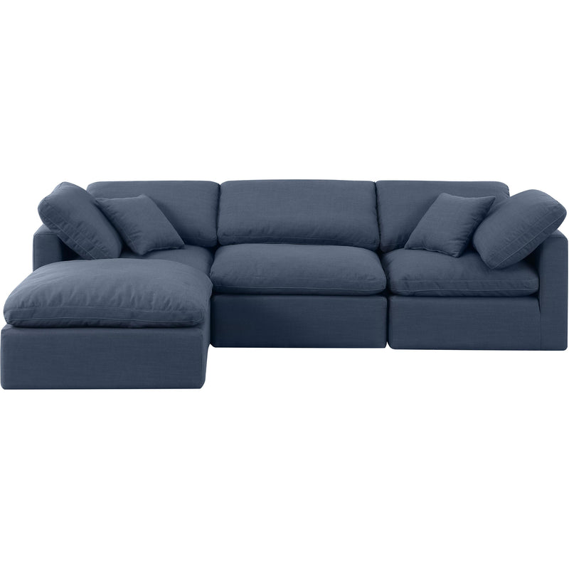 Meridian Indulge Navy Linen Textured Fabric Modular Sectional IMAGE 4
