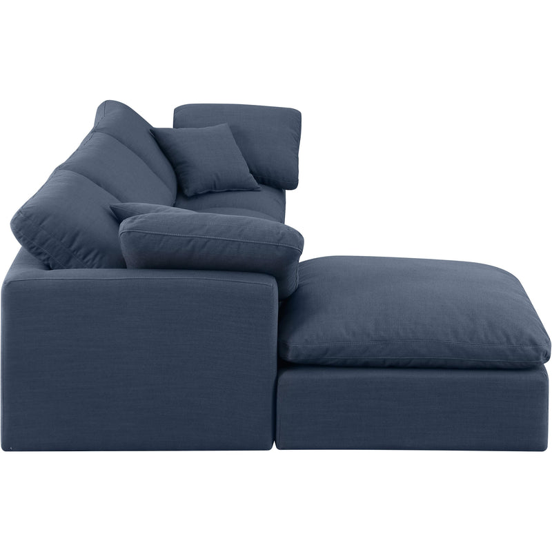 Meridian Indulge Navy Linen Textured Fabric Modular Sectional IMAGE 5