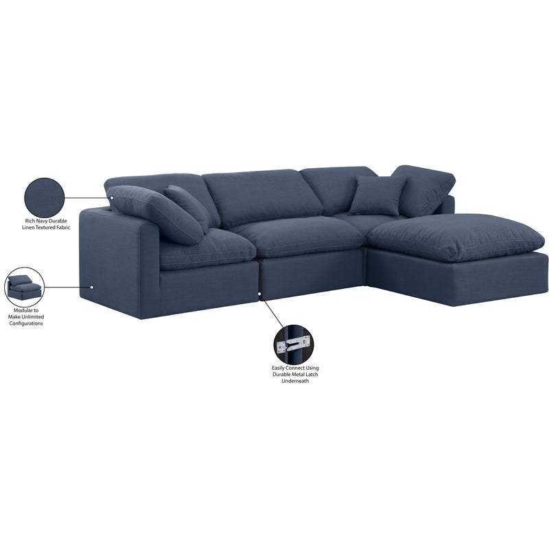 Meridian Indulge Navy Linen Textured Fabric Modular Sectional IMAGE 8