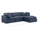 Meridian Indulge Navy Linen Textured Fabric Modular Sectional IMAGE 9