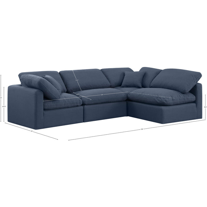 Meridian Indulge Navy Linen Textured Fabric Modular Sectional IMAGE 10