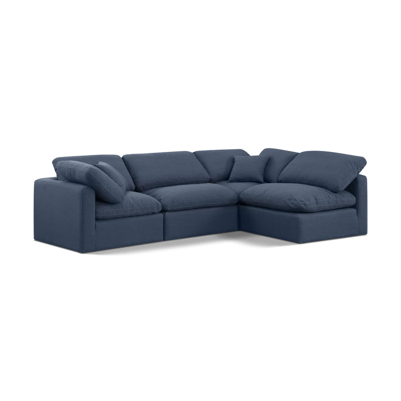 Meridian Indulge Navy Linen Textured Fabric Modular Sectional IMAGE 1