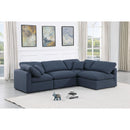 Meridian Indulge Navy Linen Textured Fabric Modular Sectional IMAGE 2