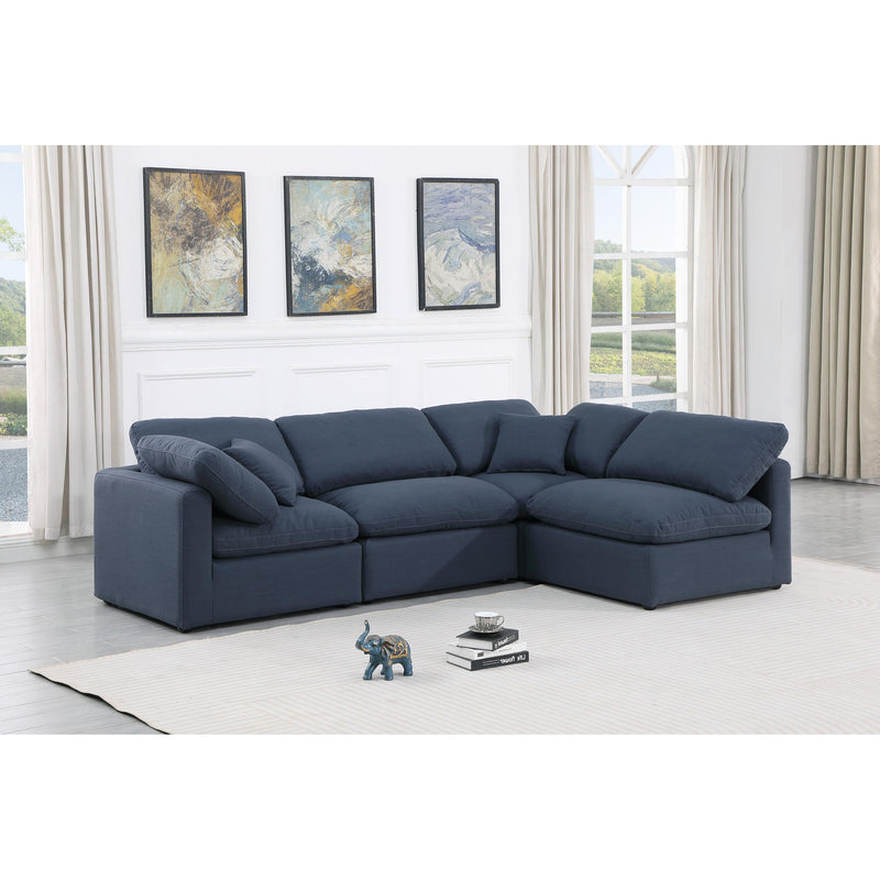 Meridian Indulge Navy Linen Textured Fabric Modular Sectional IMAGE 2
