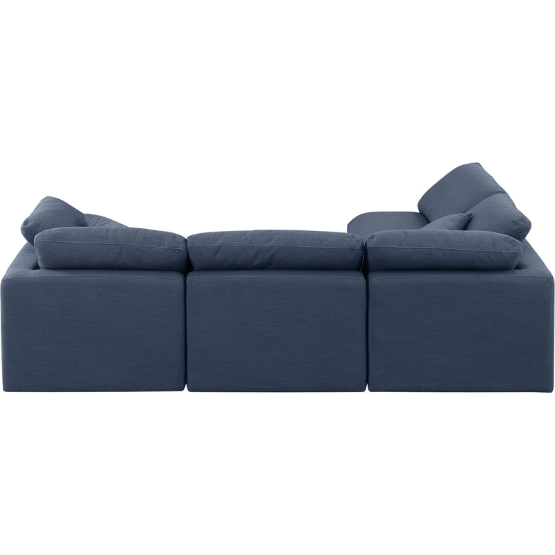 Meridian Indulge Navy Linen Textured Fabric Modular Sectional IMAGE 3