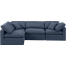 Meridian Indulge Navy Linen Textured Fabric Modular Sectional IMAGE 4
