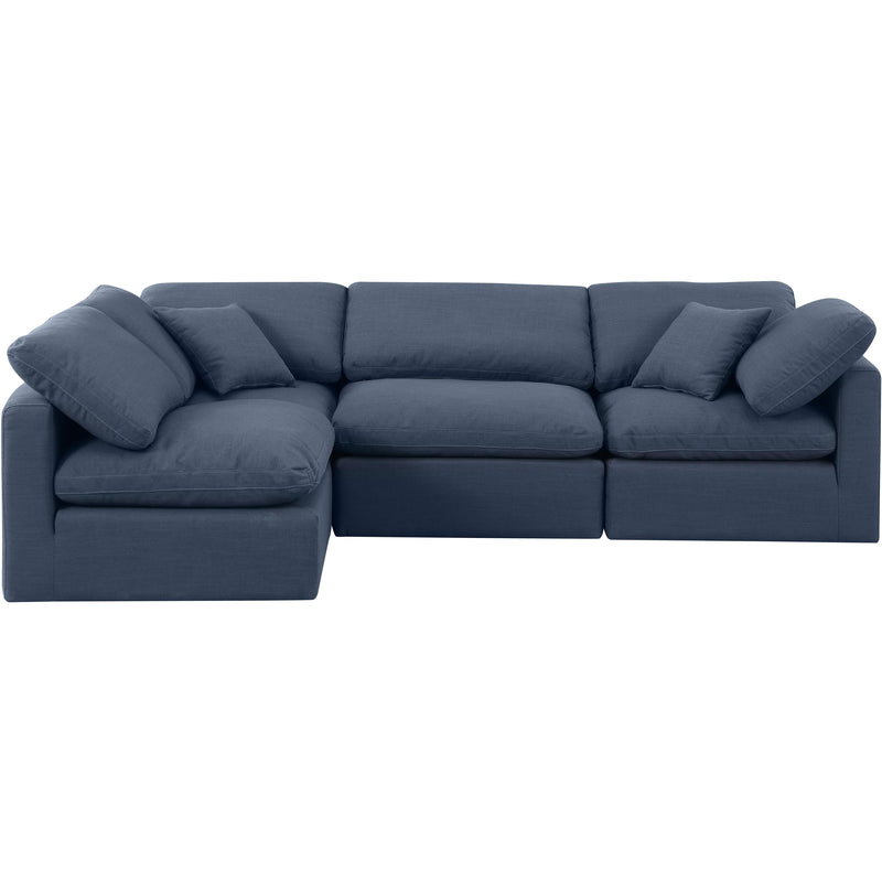 Meridian Indulge Navy Linen Textured Fabric Modular Sectional IMAGE 4