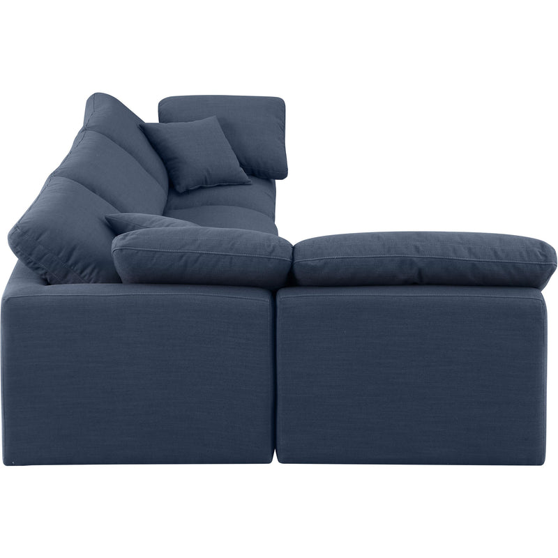 Meridian Indulge Navy Linen Textured Fabric Modular Sectional IMAGE 5