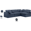 Meridian Indulge Navy Linen Textured Fabric Modular Sectional IMAGE 9