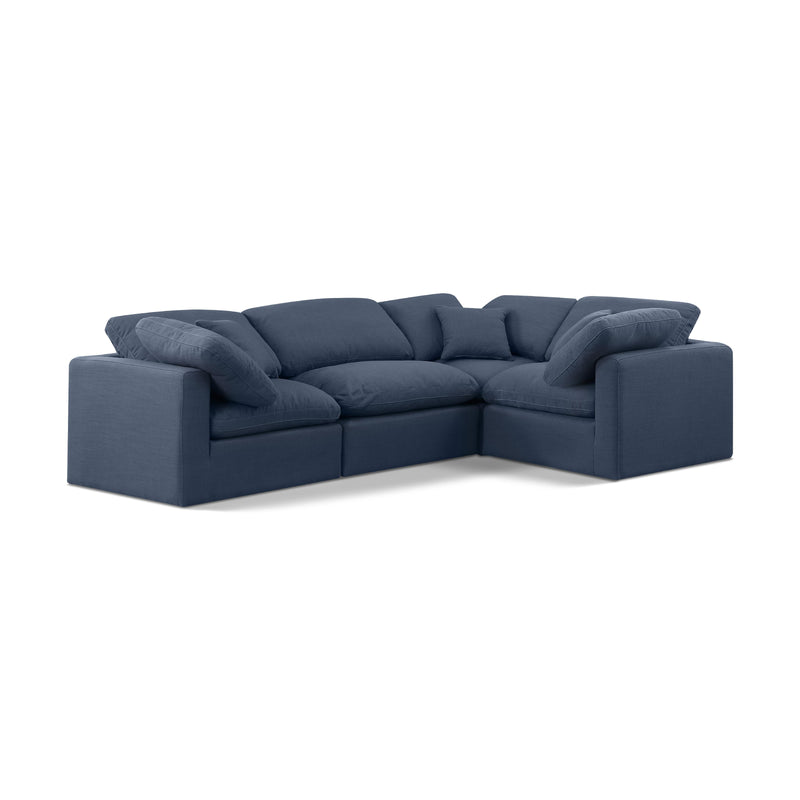 Meridian Indulge Navy Linen Textured Fabric Modular Sectional IMAGE 1