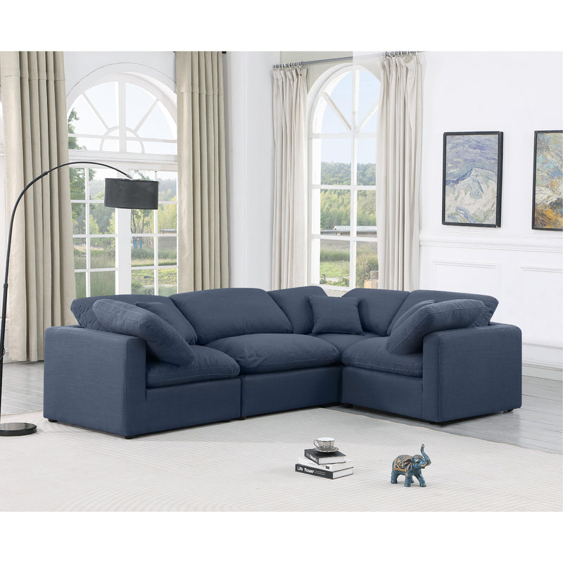 Meridian Indulge Navy Linen Textured Fabric Modular Sectional IMAGE 2