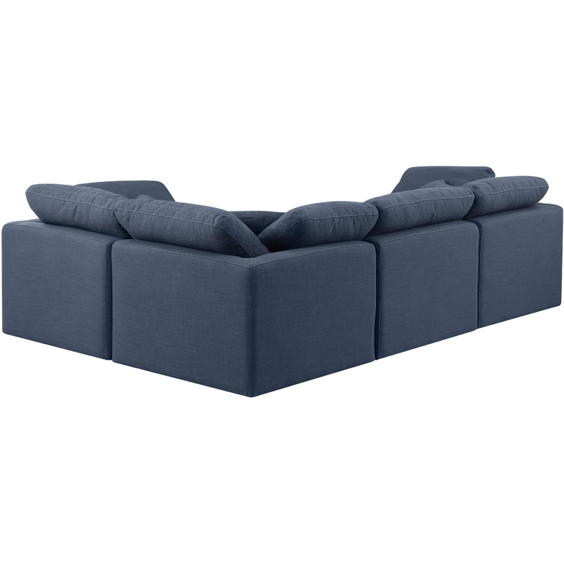 Meridian Indulge Navy Linen Textured Fabric Modular Sectional IMAGE 3