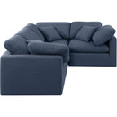 Meridian Indulge Navy Linen Textured Fabric Modular Sectional IMAGE 4