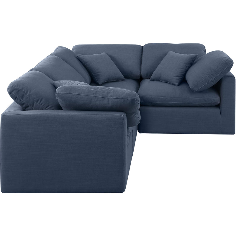 Meridian Indulge Navy Linen Textured Fabric Modular Sectional IMAGE 4