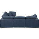 Meridian Indulge Navy Linen Textured Fabric Modular Sectional IMAGE 5