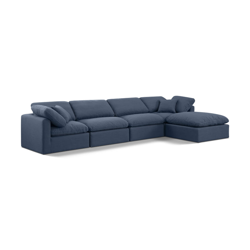 Meridian Indulge Navy Linen Textured Fabric Modular Sectional IMAGE 1
