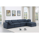 Meridian Indulge Navy Linen Textured Fabric Modular Sectional IMAGE 2