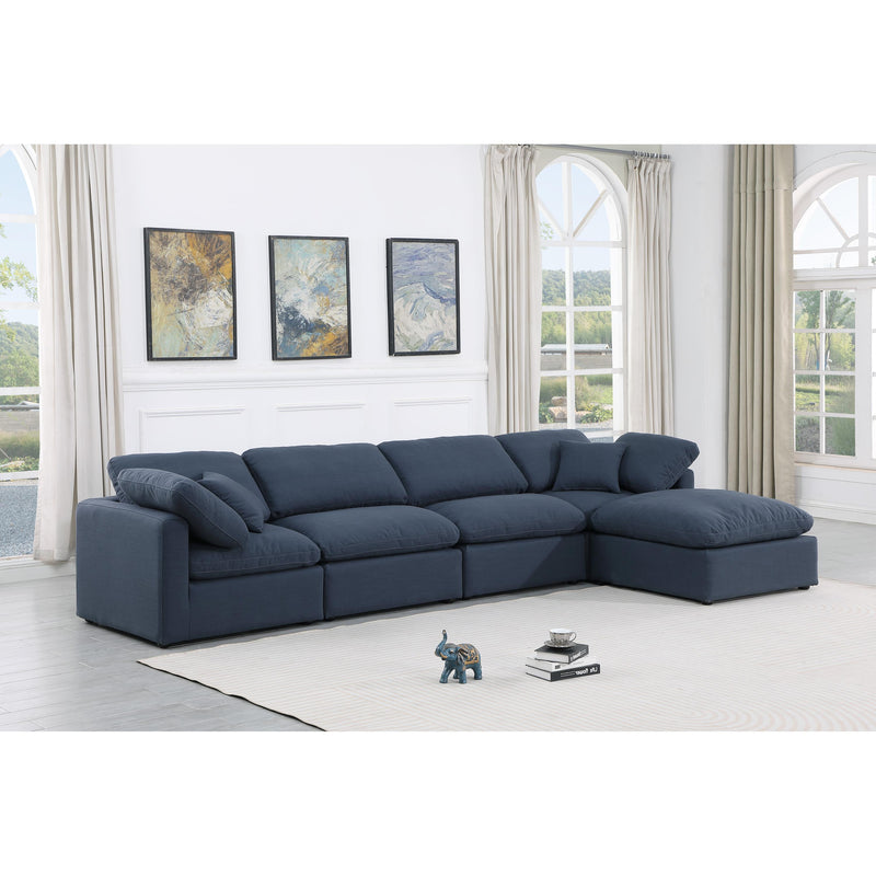 Meridian Indulge Navy Linen Textured Fabric Modular Sectional IMAGE 2