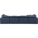 Meridian Indulge Navy Linen Textured Fabric Modular Sectional IMAGE 3