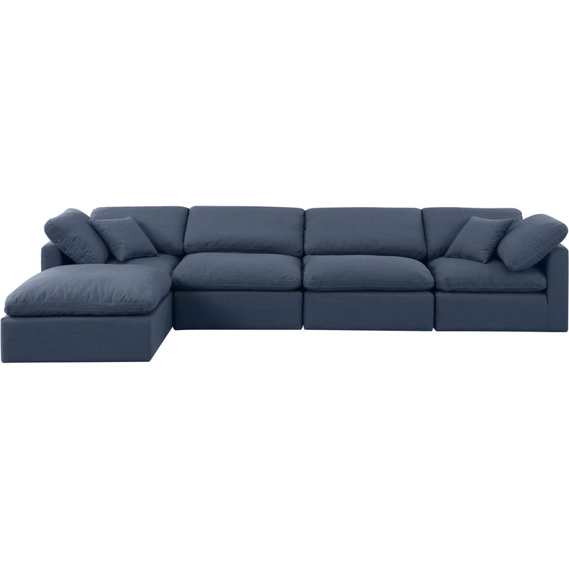 Meridian Indulge Navy Linen Textured Fabric Modular Sectional IMAGE 4