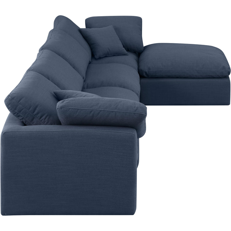 Meridian Indulge Navy Linen Textured Fabric Modular Sectional IMAGE 5