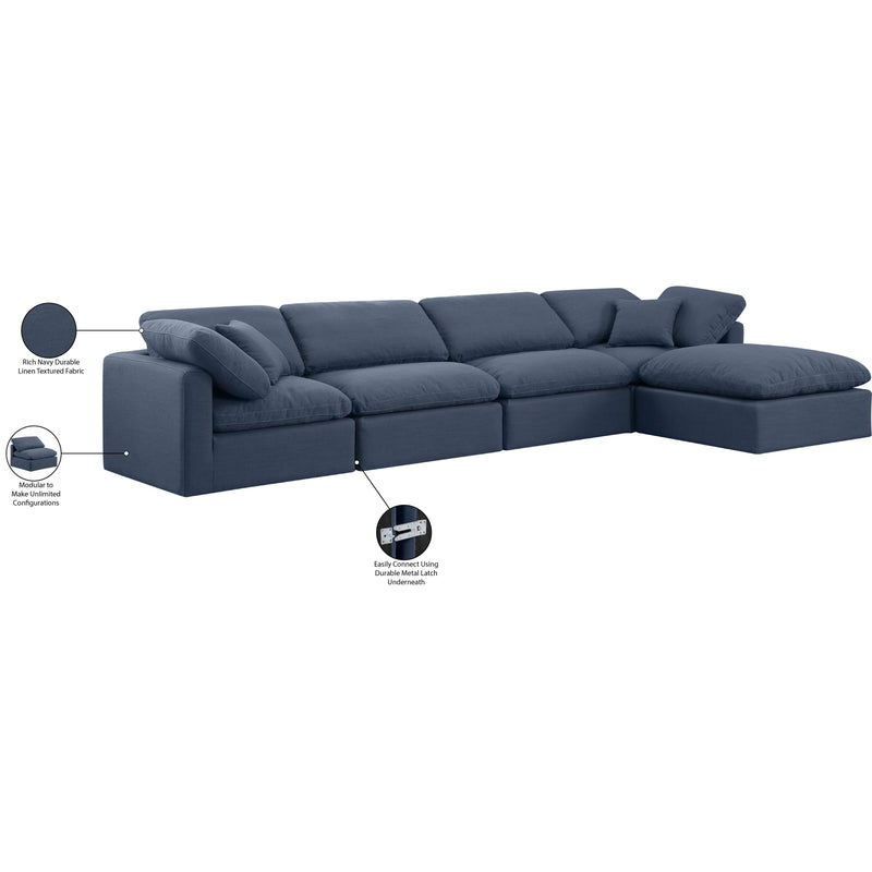 Meridian Indulge Navy Linen Textured Fabric Modular Sectional IMAGE 8