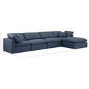 Meridian Indulge Navy Linen Textured Fabric Modular Sectional IMAGE 9