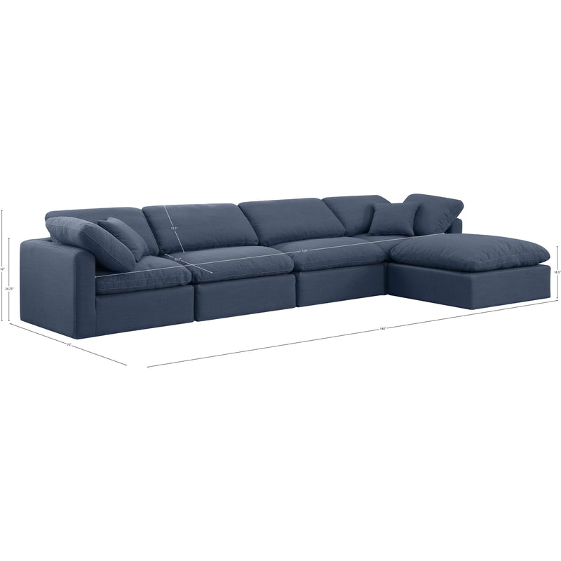 Meridian Indulge Navy Linen Textured Fabric Modular Sectional IMAGE 9
