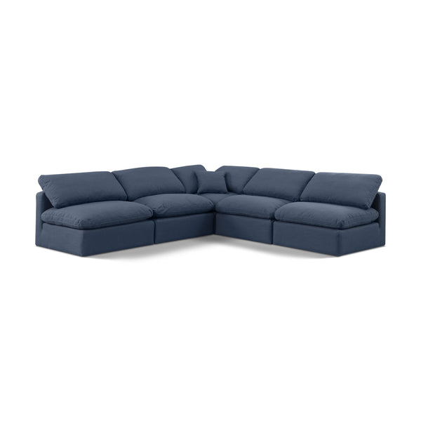 Meridian Indulge Navy Linen Textured Fabric Modular Sectional IMAGE 1