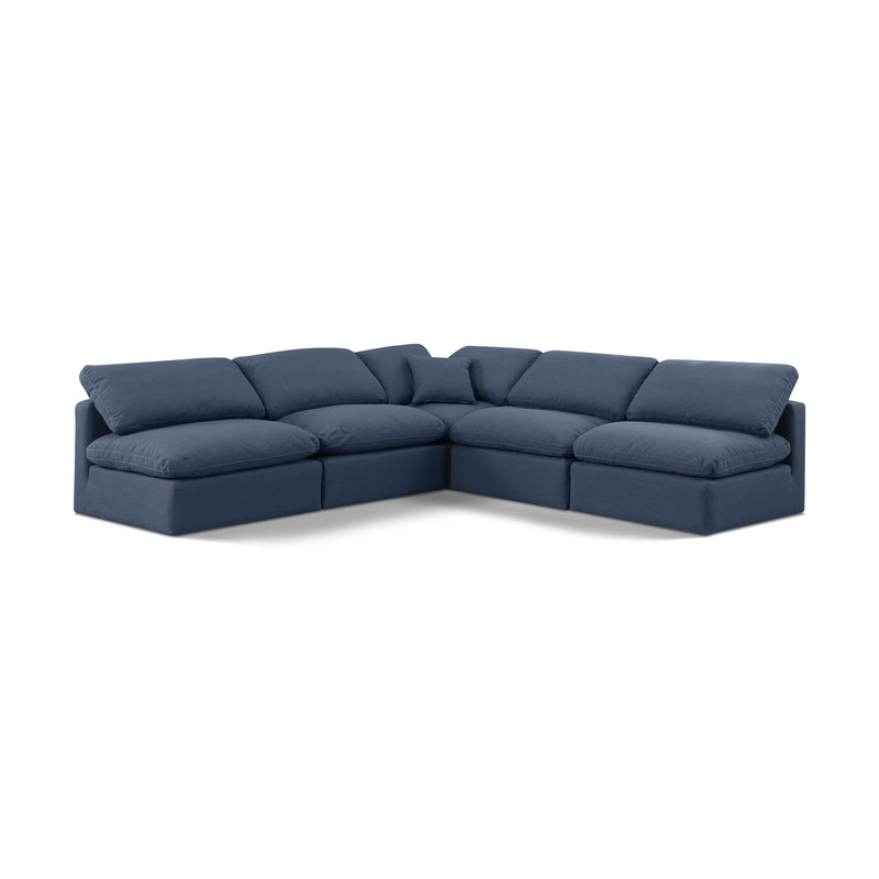 Meridian Indulge Navy Linen Textured Fabric Modular Sectional IMAGE 1