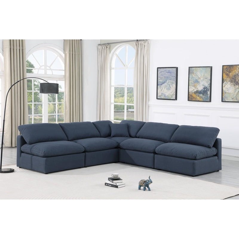 Meridian Indulge Navy Linen Textured Fabric Modular Sectional IMAGE 2