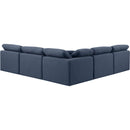 Meridian Indulge Navy Linen Textured Fabric Modular Sectional IMAGE 3