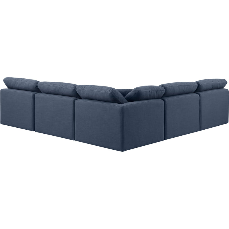 Meridian Indulge Navy Linen Textured Fabric Modular Sectional IMAGE 3