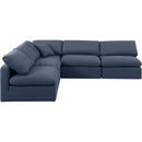 Meridian Indulge Navy Linen Textured Fabric Modular Sectional IMAGE 4
